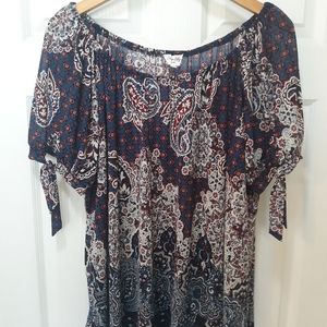 Siren Lily Navy Paisley w/ Bow Sleeves